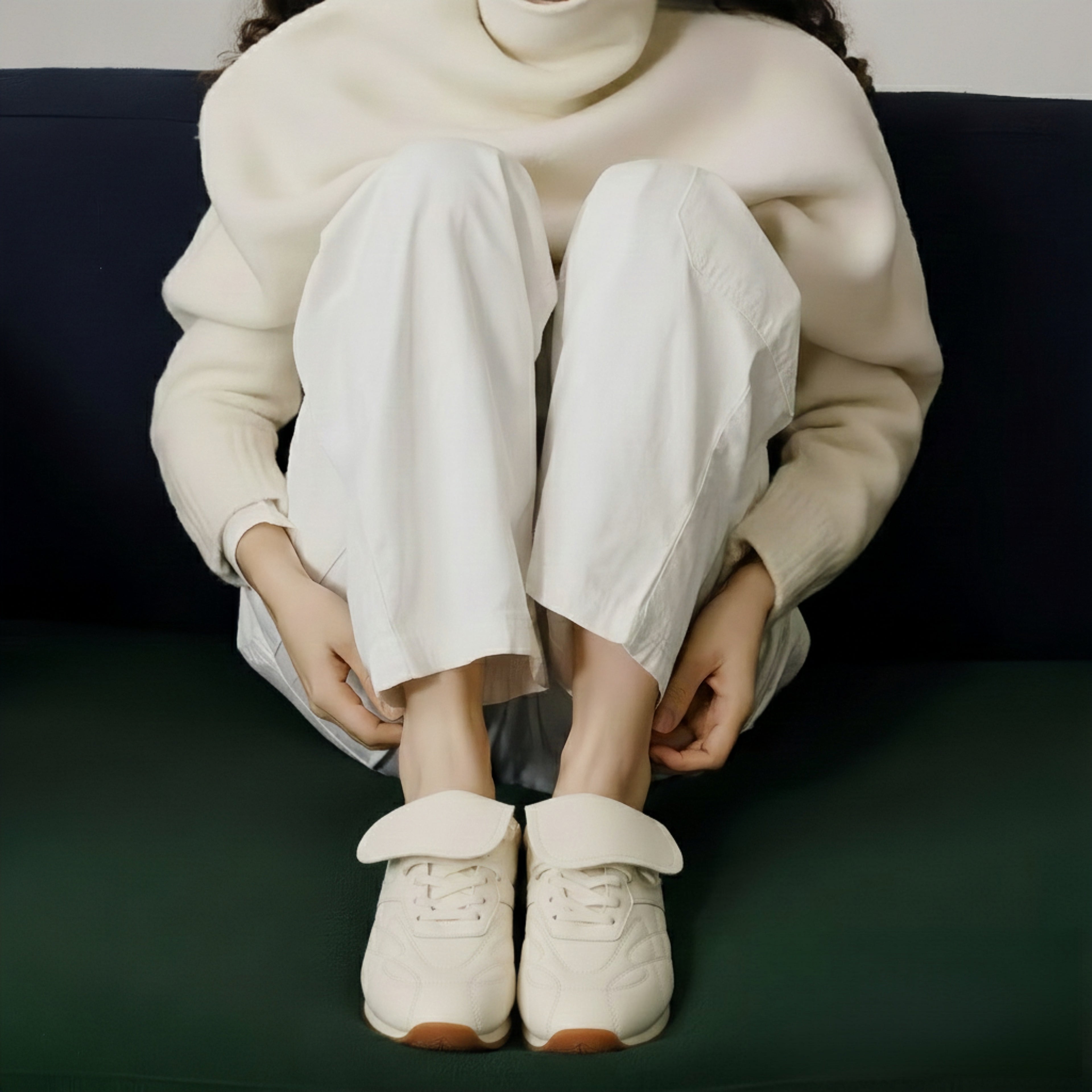 The Dual Stride Women's Handmade Genuine leather Sneakers