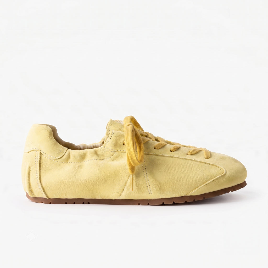 The Dual Stride Retro Light Yellow Suede Casual Sneakers