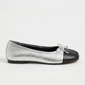 The Dual Stride Soft Silver Lambskin Split-Toe Flats
