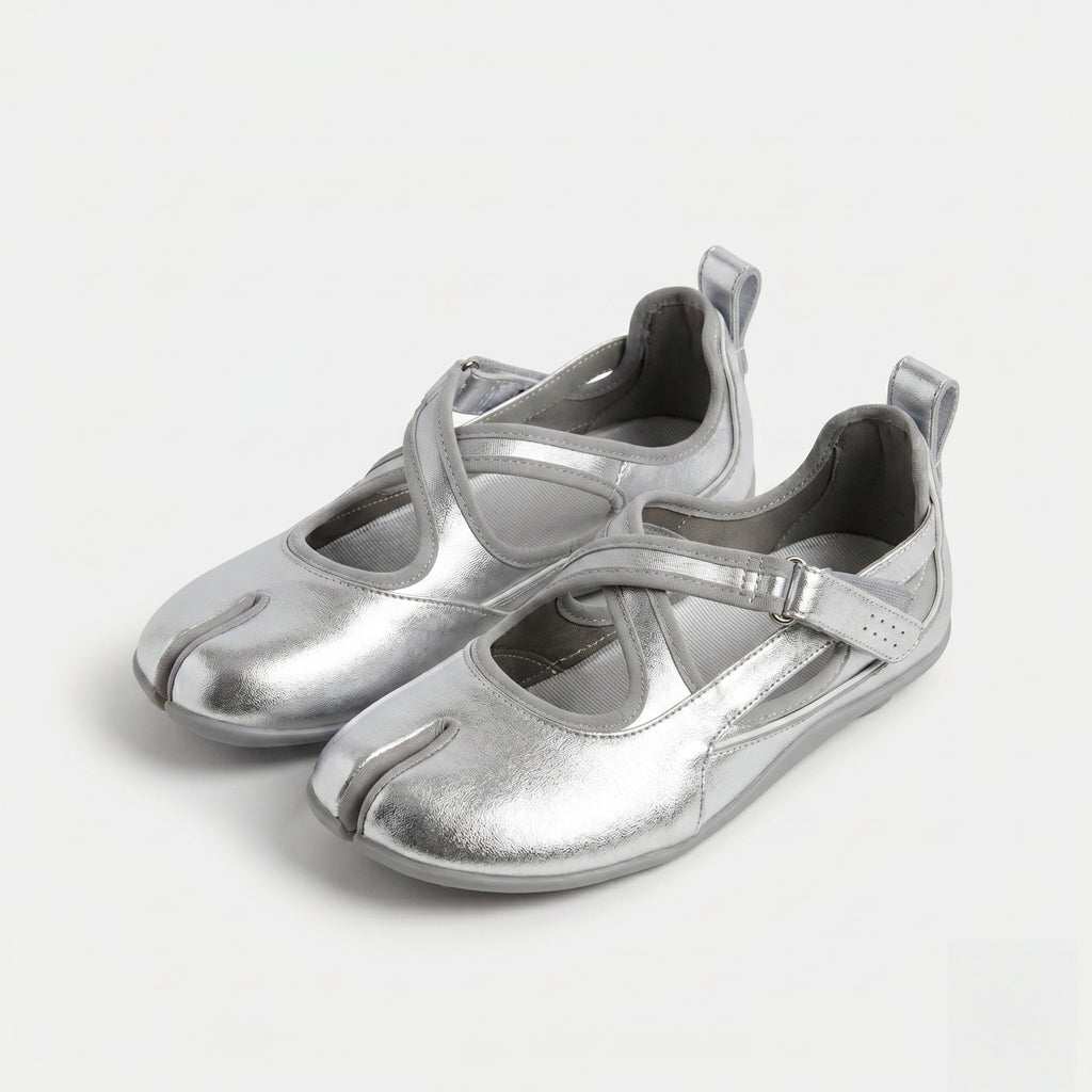 Bailarina plana Tabi Mary-Jane plateada Dual Stride