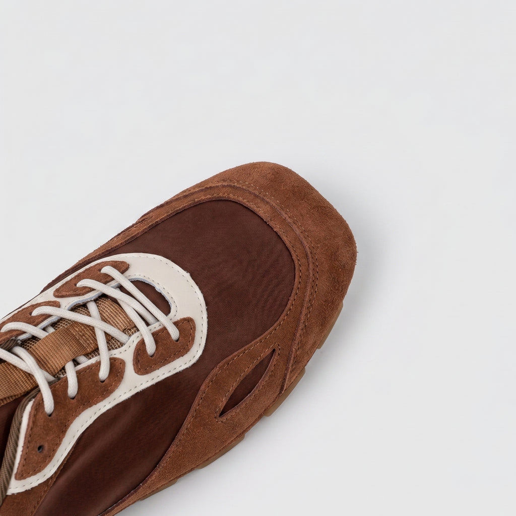 The Dual Stride Red Square-Toe Minimalist Retro Trainer