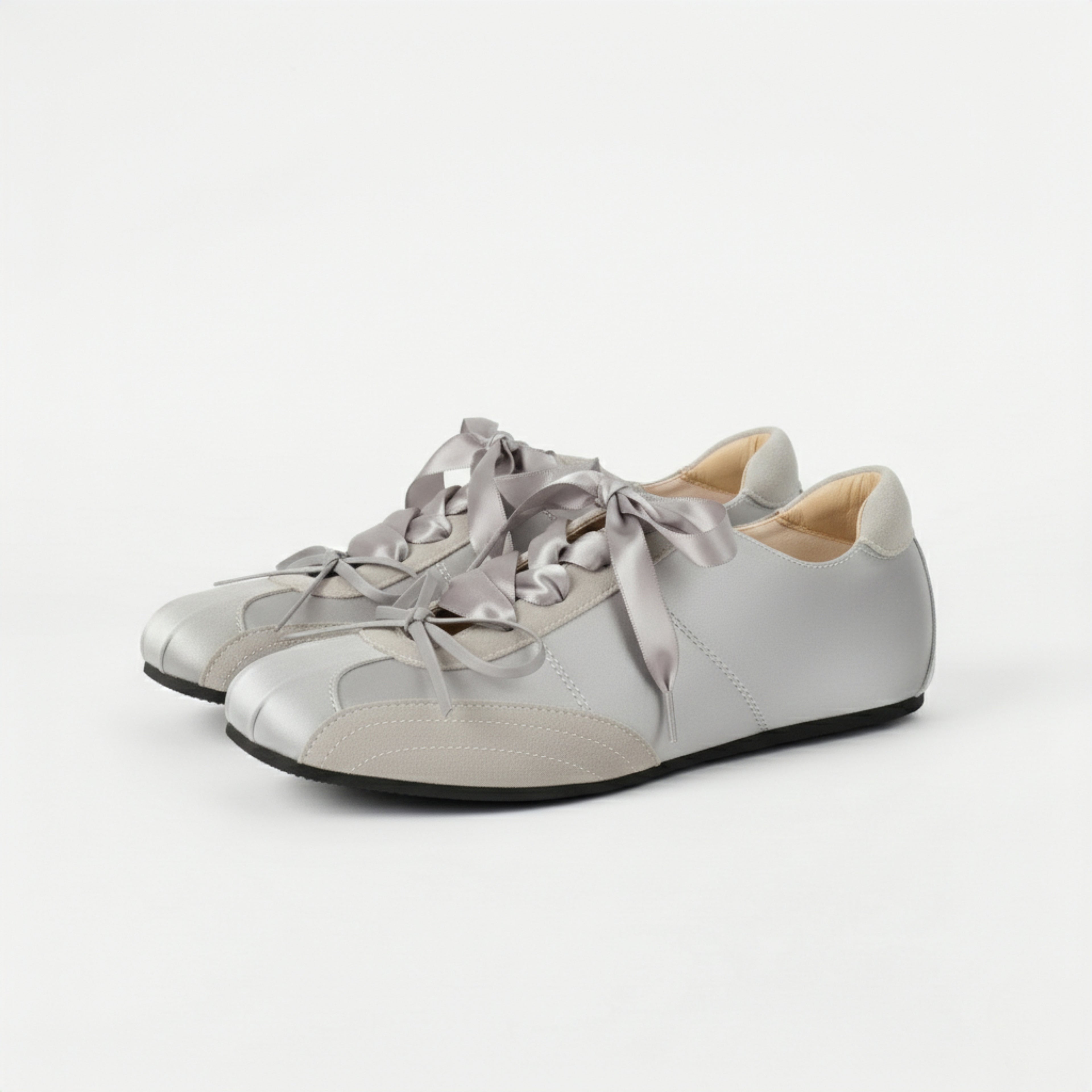 The Dual Stride Women's Silver Ballet Satin Shoes