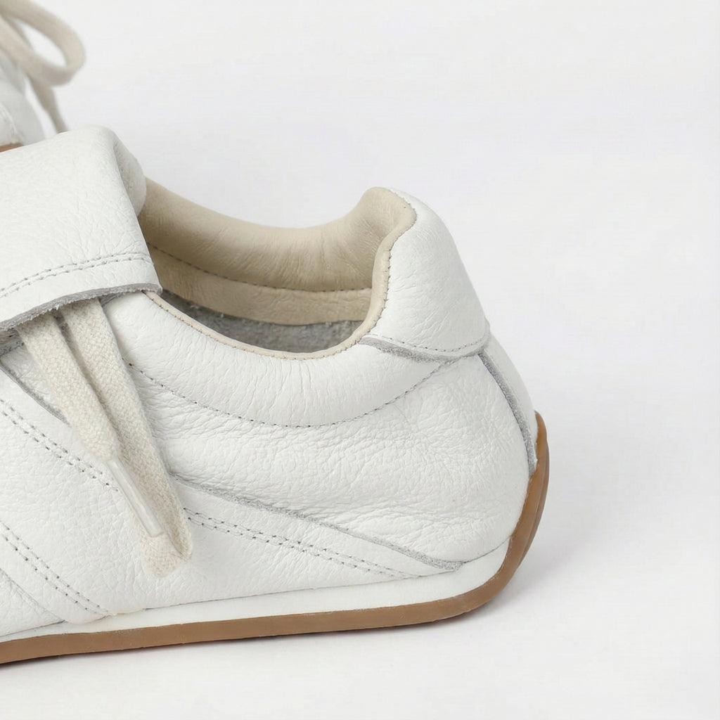 The Dual Stride Women's Retro Genuine White Leather Sneakers