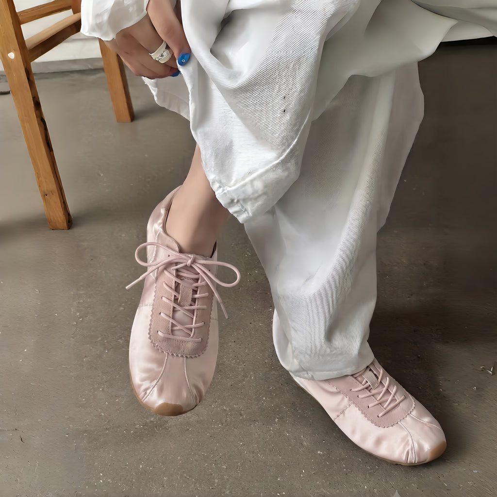 The Dual Stride Women‘s Pink Satin Ballet Trainers
