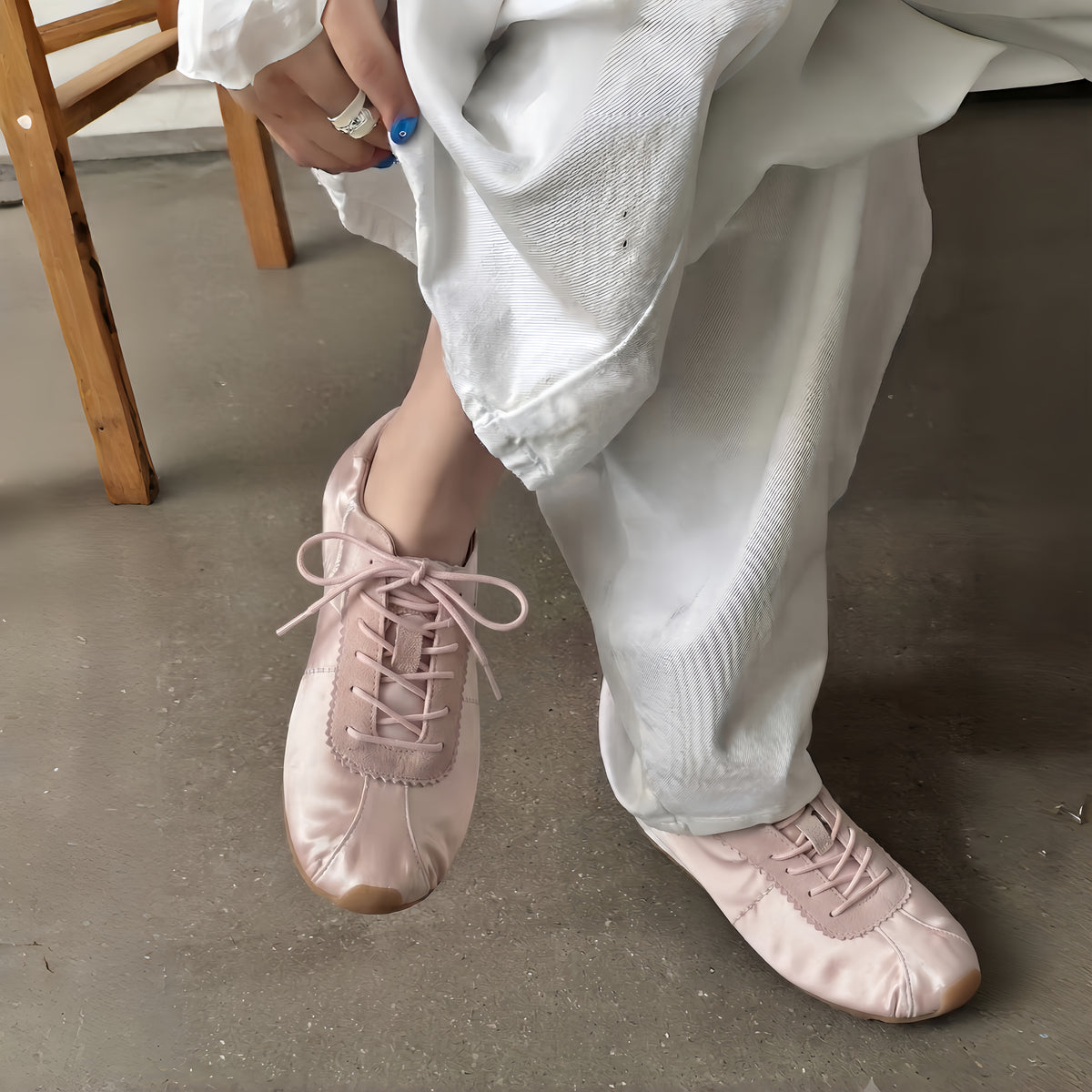 The Dual Stride Women‘s Pink Satin Ballet Trainers