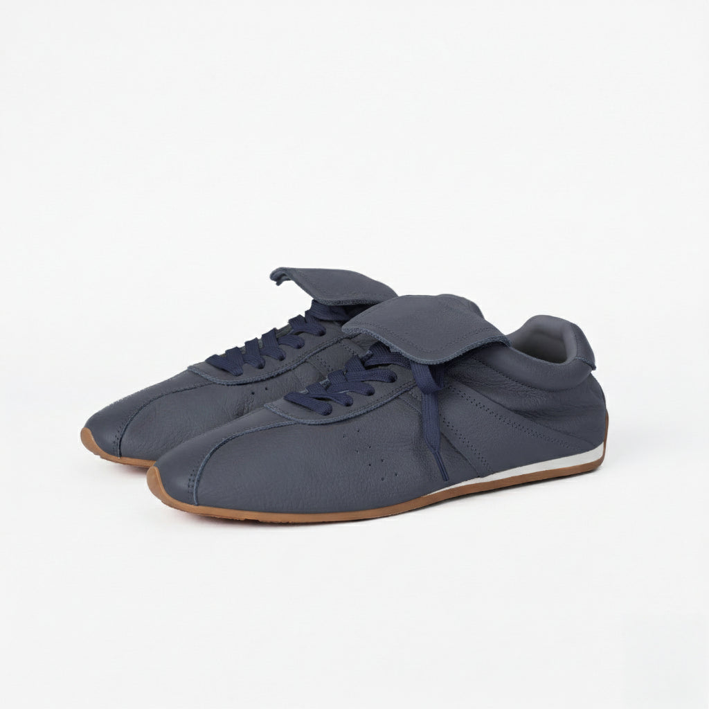The Dual Stride Women's Navy blue Retro Genuine Leather Sneakers