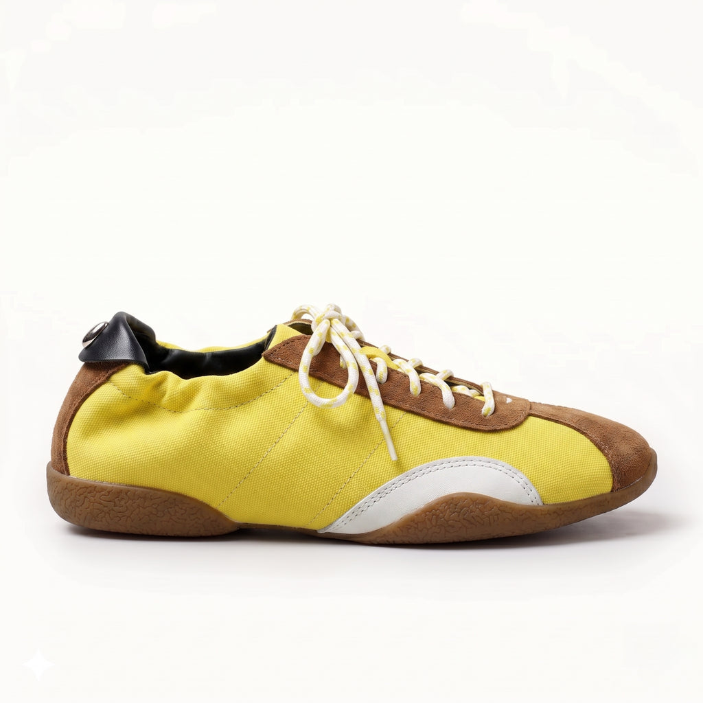 The Dual Stride Yellow Casual Retro Low-Top Sneakers