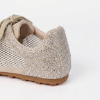 The Dual Stride Beige Sparkling Rhinestone Mesh Sneakers