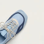 The Dual Stride Blue Square-Toe Minimalist Retro Trainer