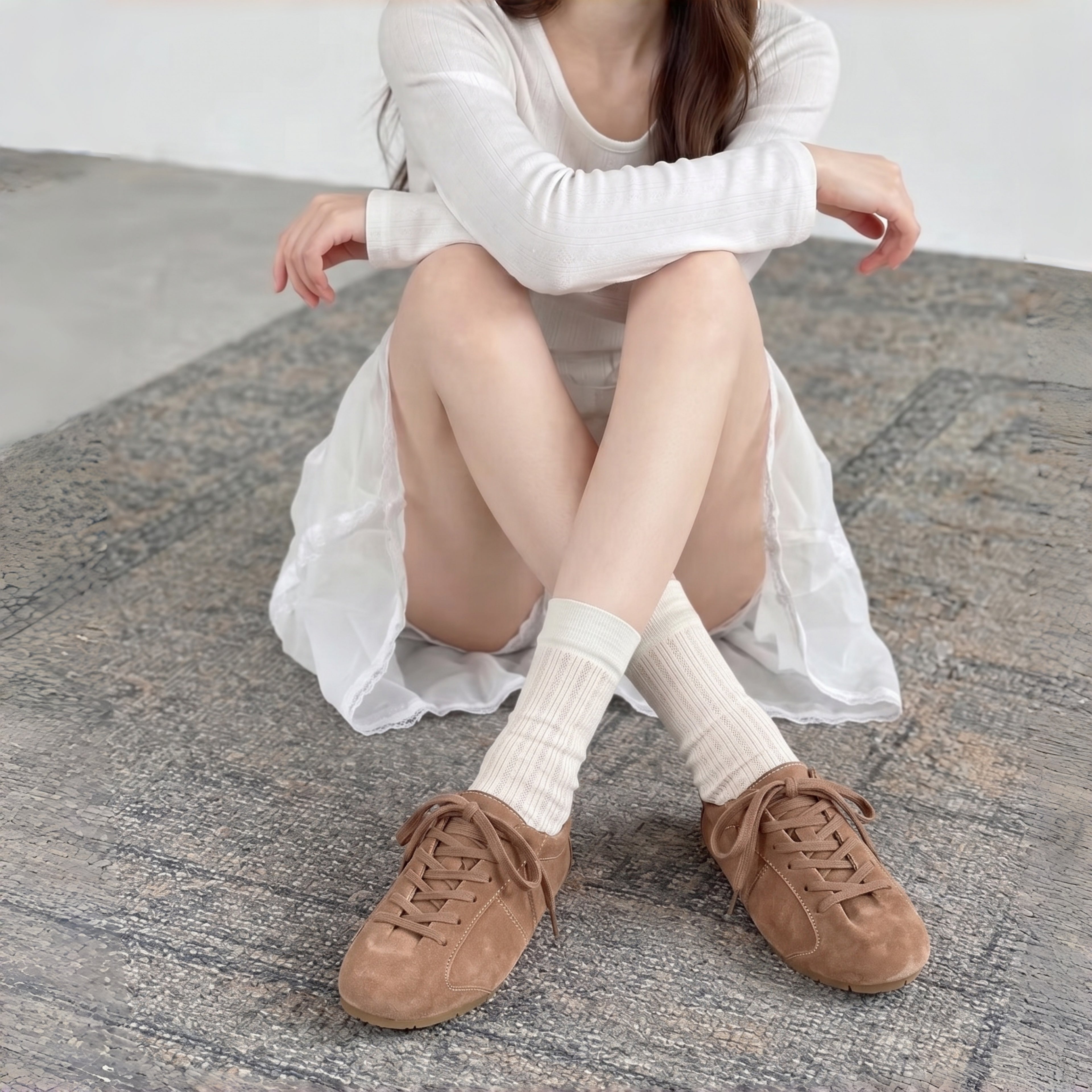 The Dual Stride Retro Khaki Suede Casual Sneakers
