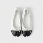 The Dual Stride Soft White Lambskin Split-Toe Flats