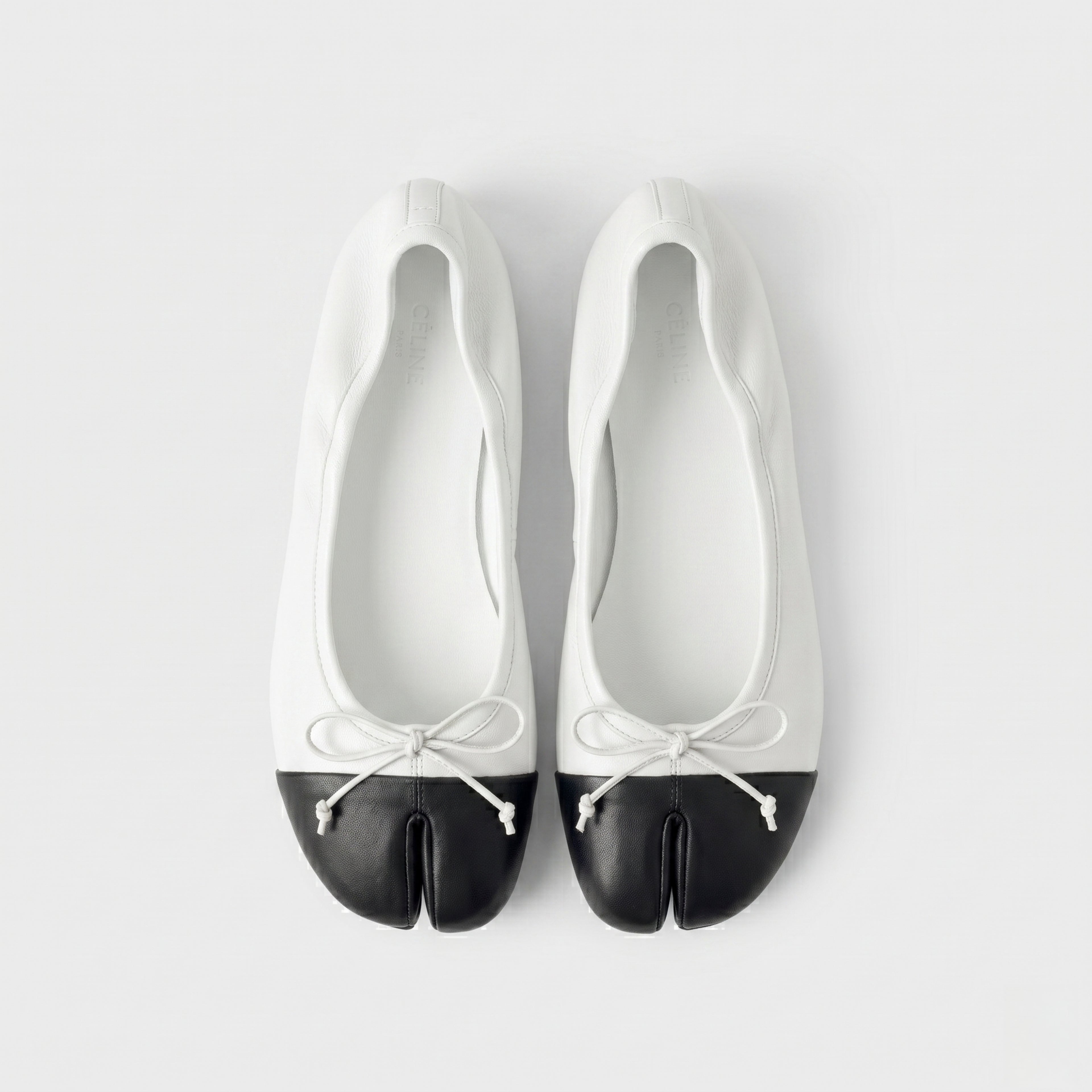 The Dual Stride Soft White Lambskin Split-Toe Flats