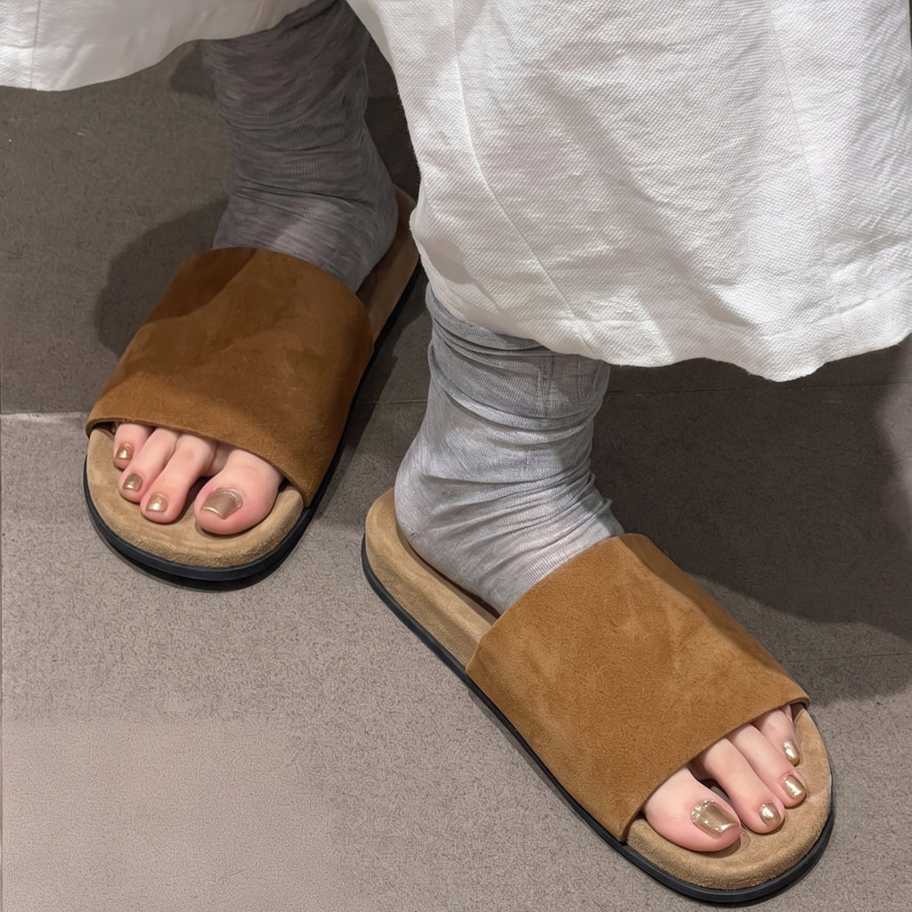 The Dual Stride Sand Minimalist Suede Slide Sandals