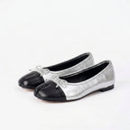 The Dual Stride Soft Silver Lambskin Split-Toe Flats