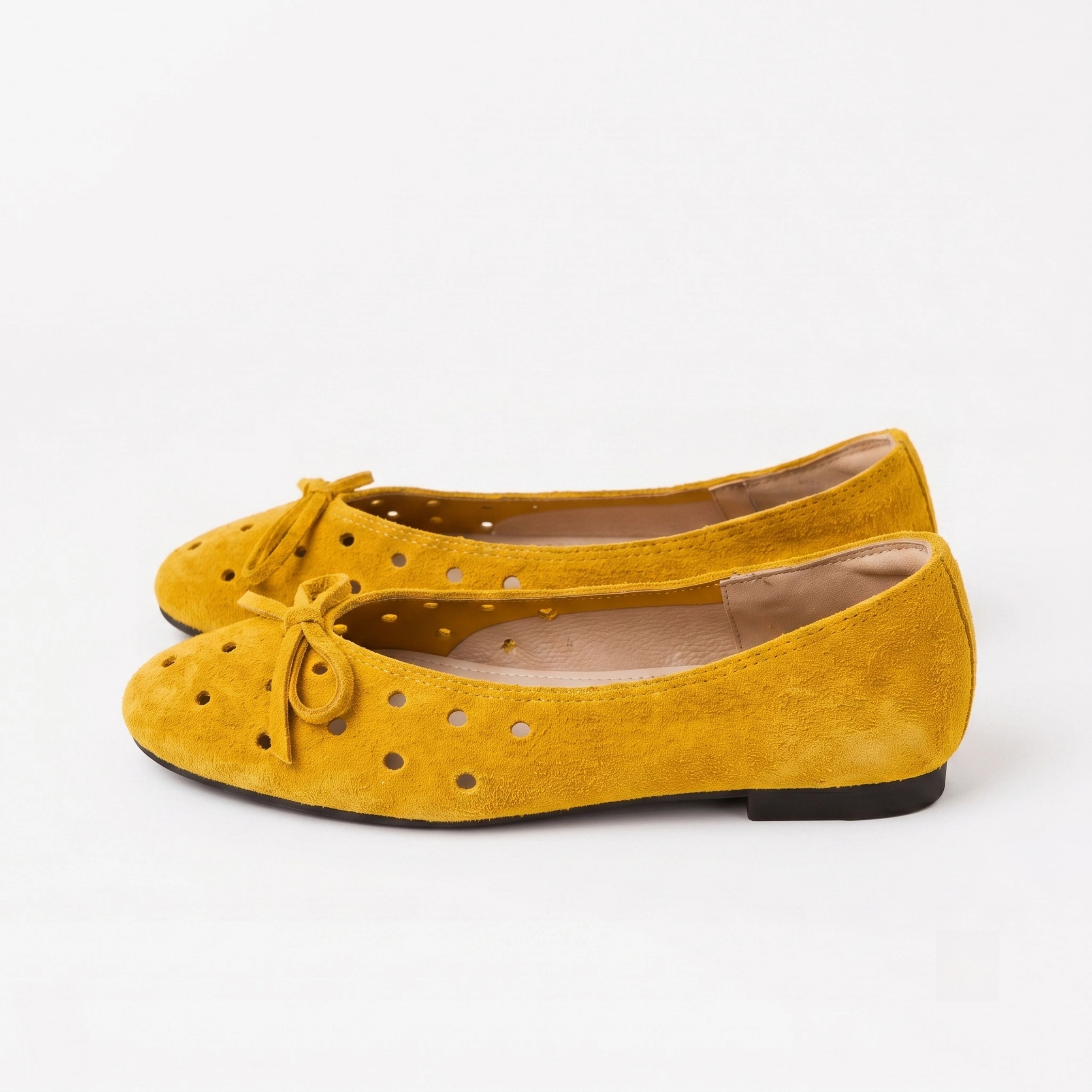 The Dual Stride Yellow Suede Ballet Flats