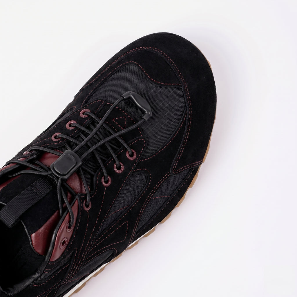The Dual Stride Men's Black Suede & Mesh Performance Sneakers