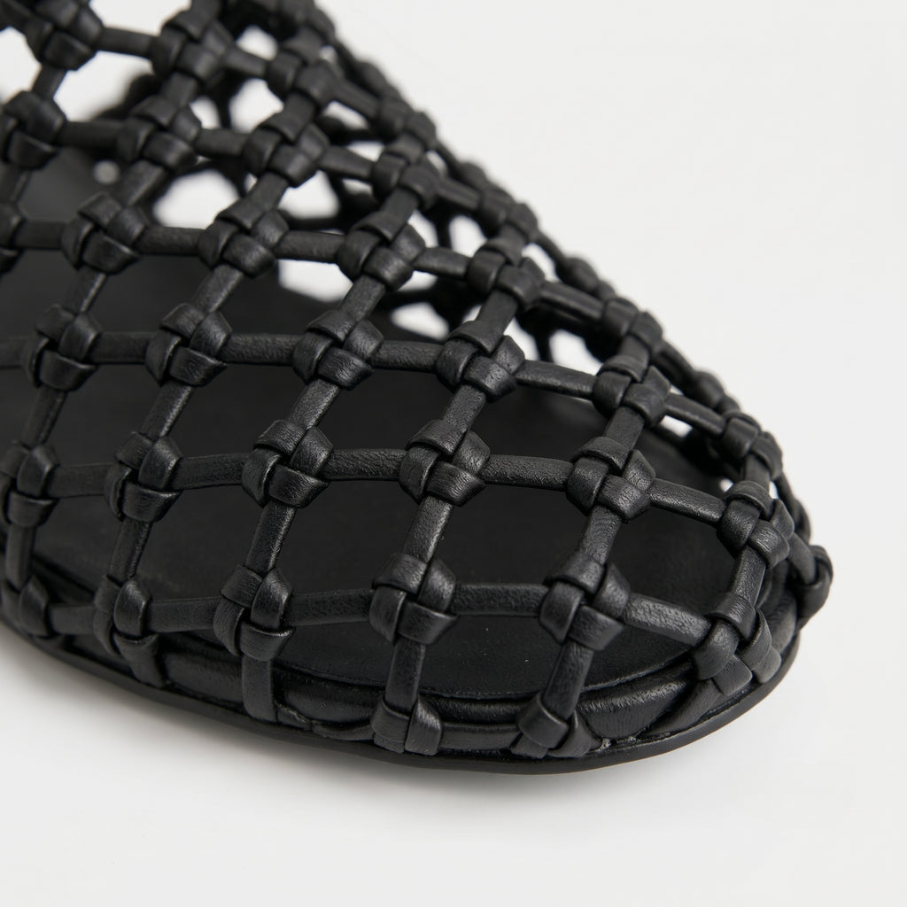 The Dual Stride Women's Black Woven Leather Mule