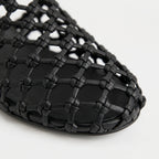 The Dual Stride Women's Black Woven Leather Mule