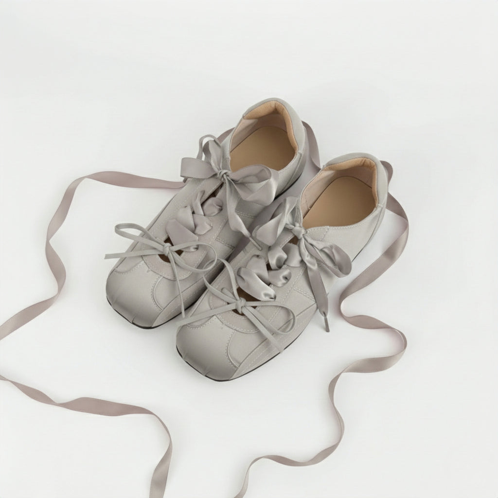 The Dual Stride Women's Silver Ballet Satin Shoes