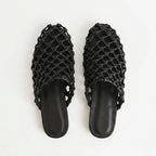 The Dual Stride Women's Black Woven Leather Mule