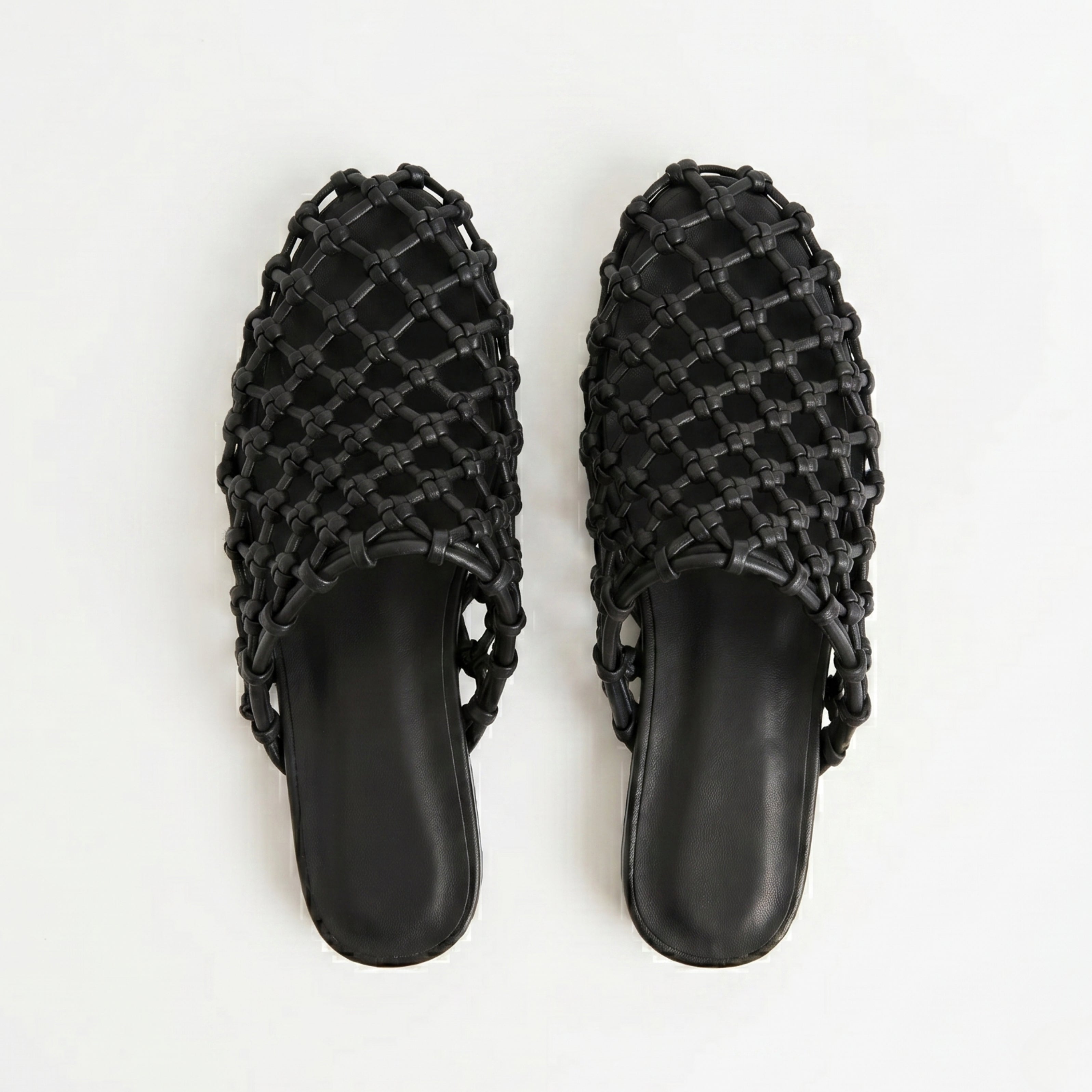 The Dual Stride Women's Black Woven Leather Mule