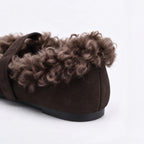 The Dual Stride Women's Faux Fur Trim Suede Mary Jane Flats