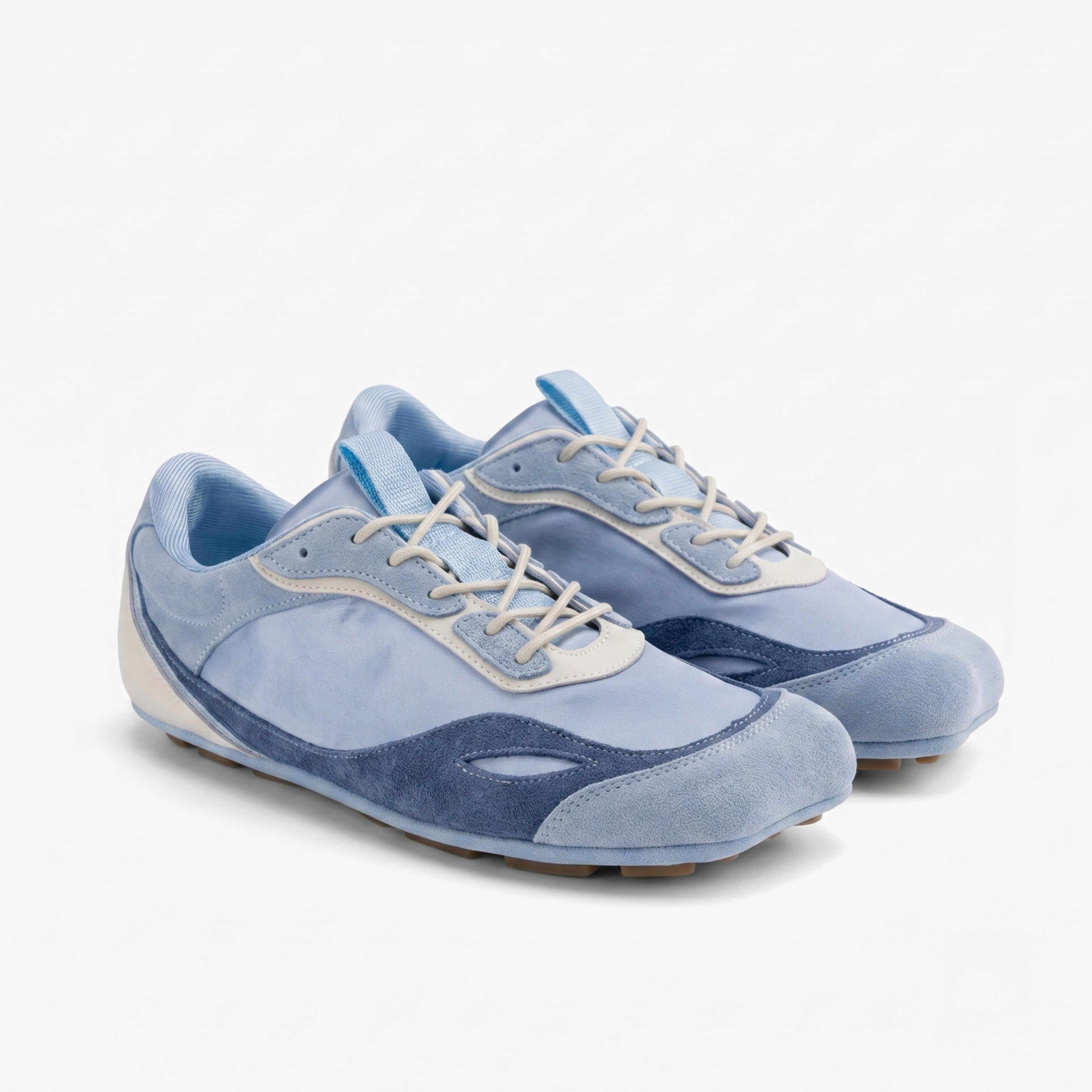 The Dual Stride Blue Square-Toe Minimalist Retro Trainer