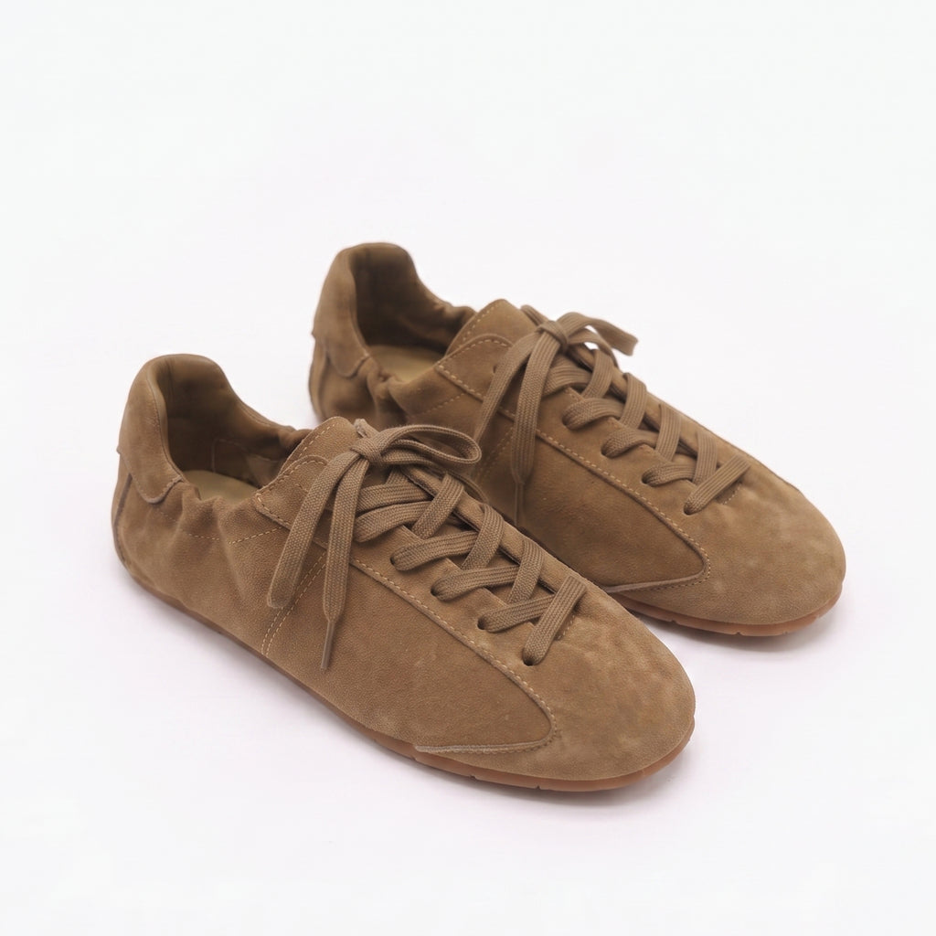 The Dual Stride Retro Khaki Suede Casual Sneakers