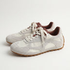 The Dual Stride Women‘s White Retro Suede Sneakers