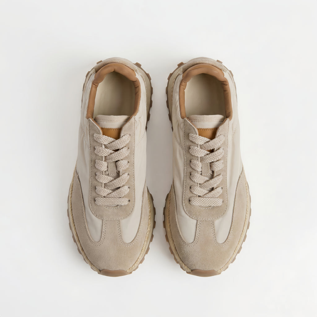 The Dual Stride Cream Urban Nomad Tech-Suede Sneakers