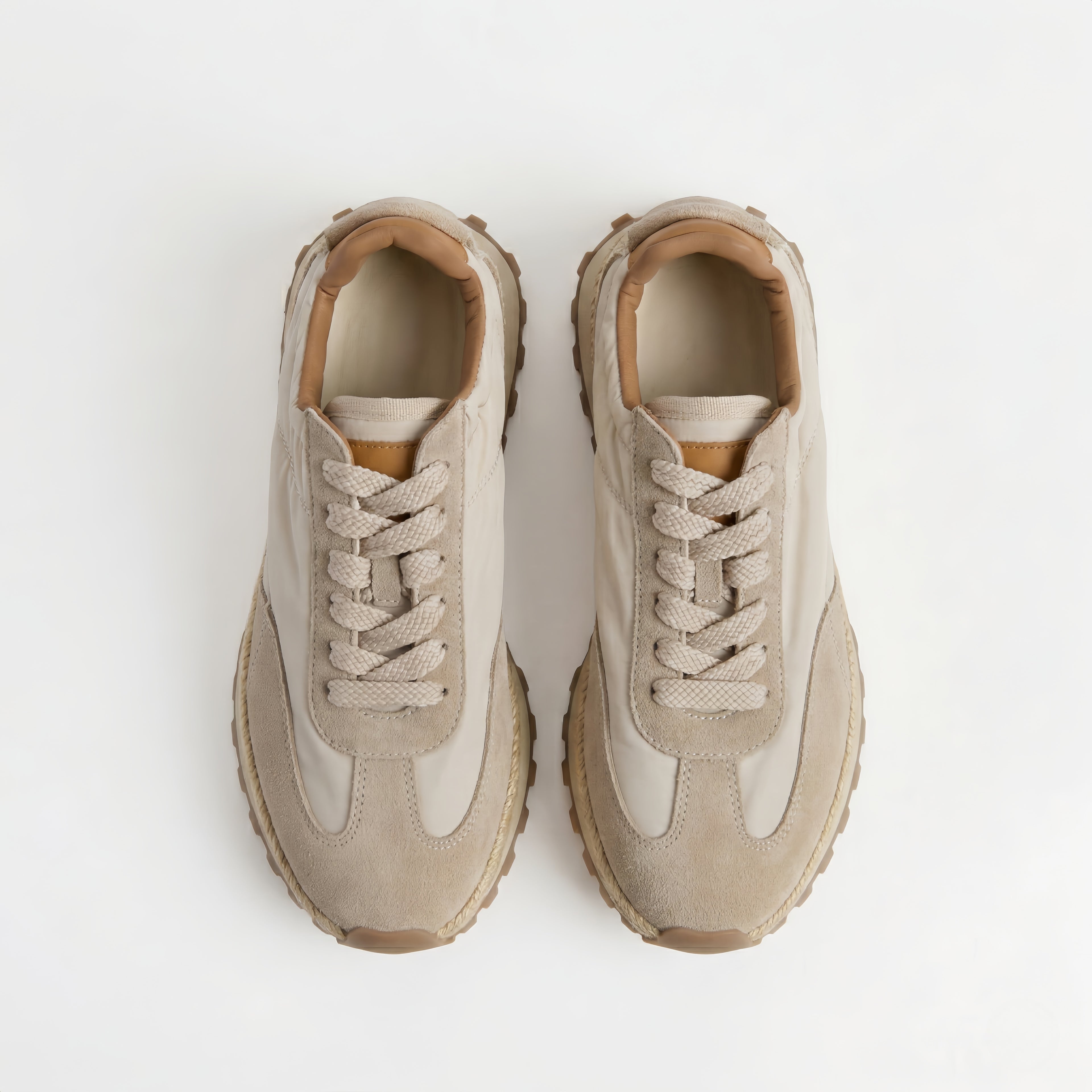 The Dual Stride Cream Urban Nomad Tech-Suede Sneakers