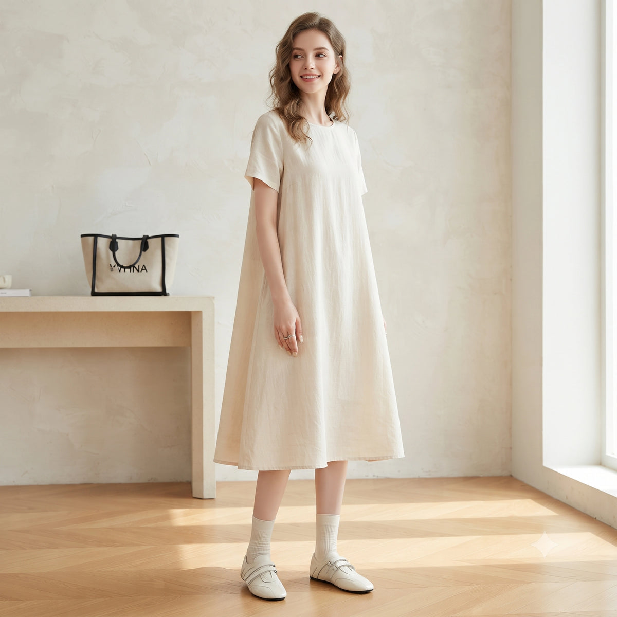 The Dual Stride Women's Cream Minimalist Double-Strap Shoes