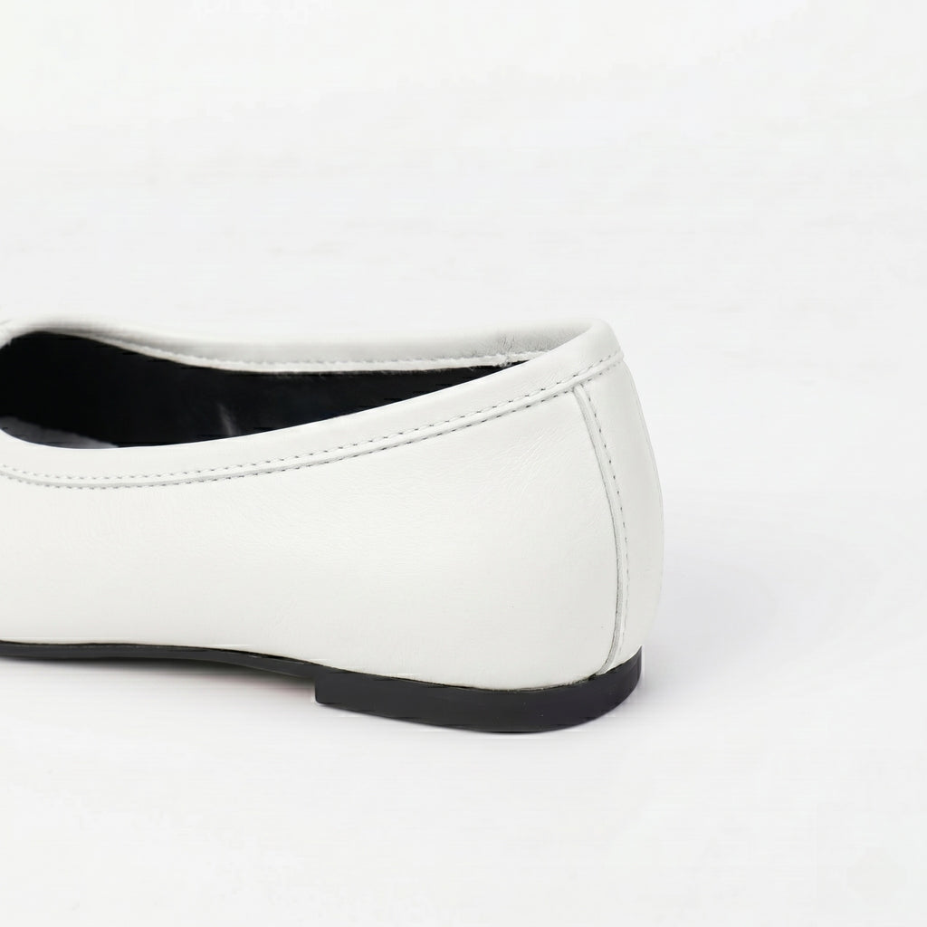 The Dual Stride Soft White Lambskin Split-Toe Flats