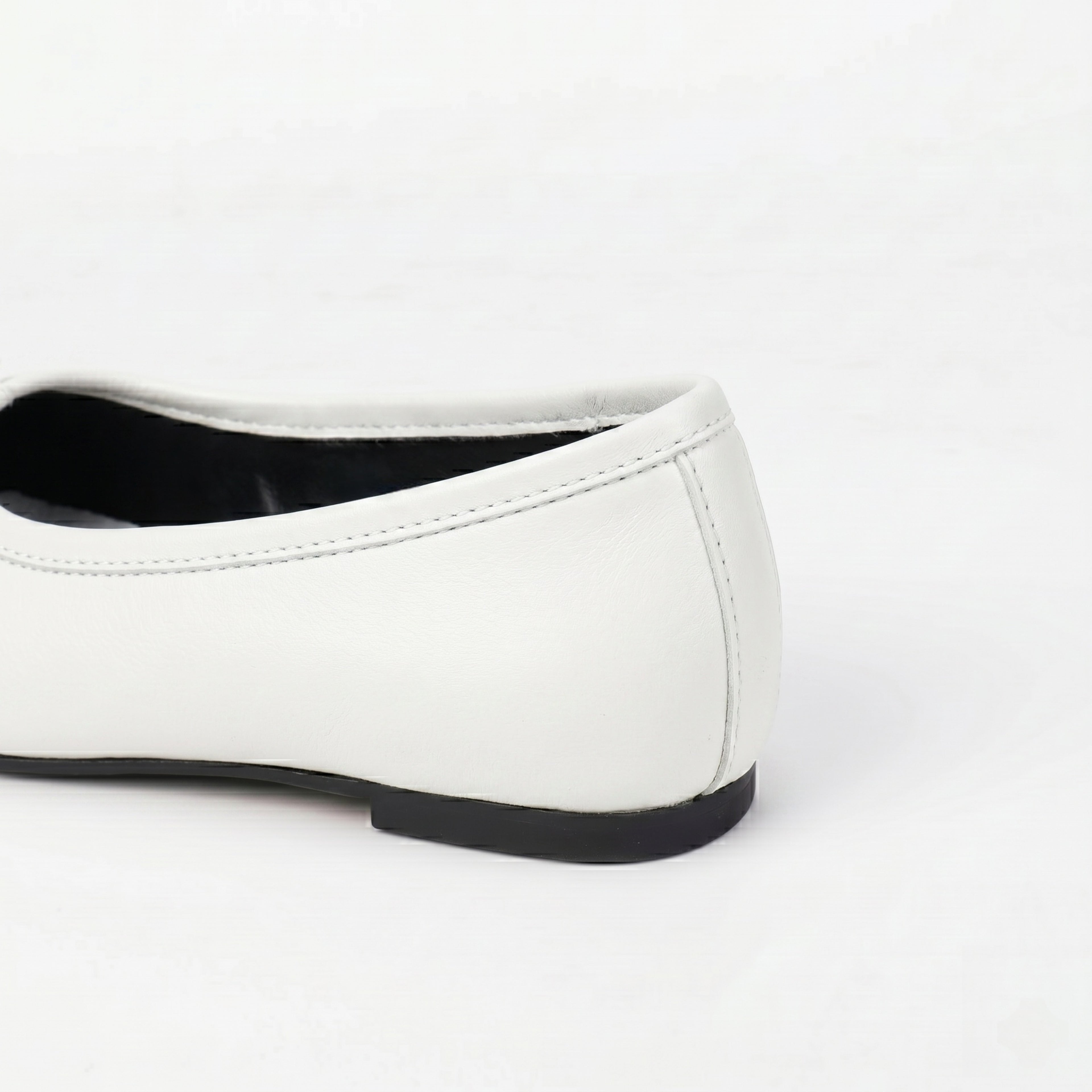 The Dual Stride Soft White Lambskin Split-Toe Flats