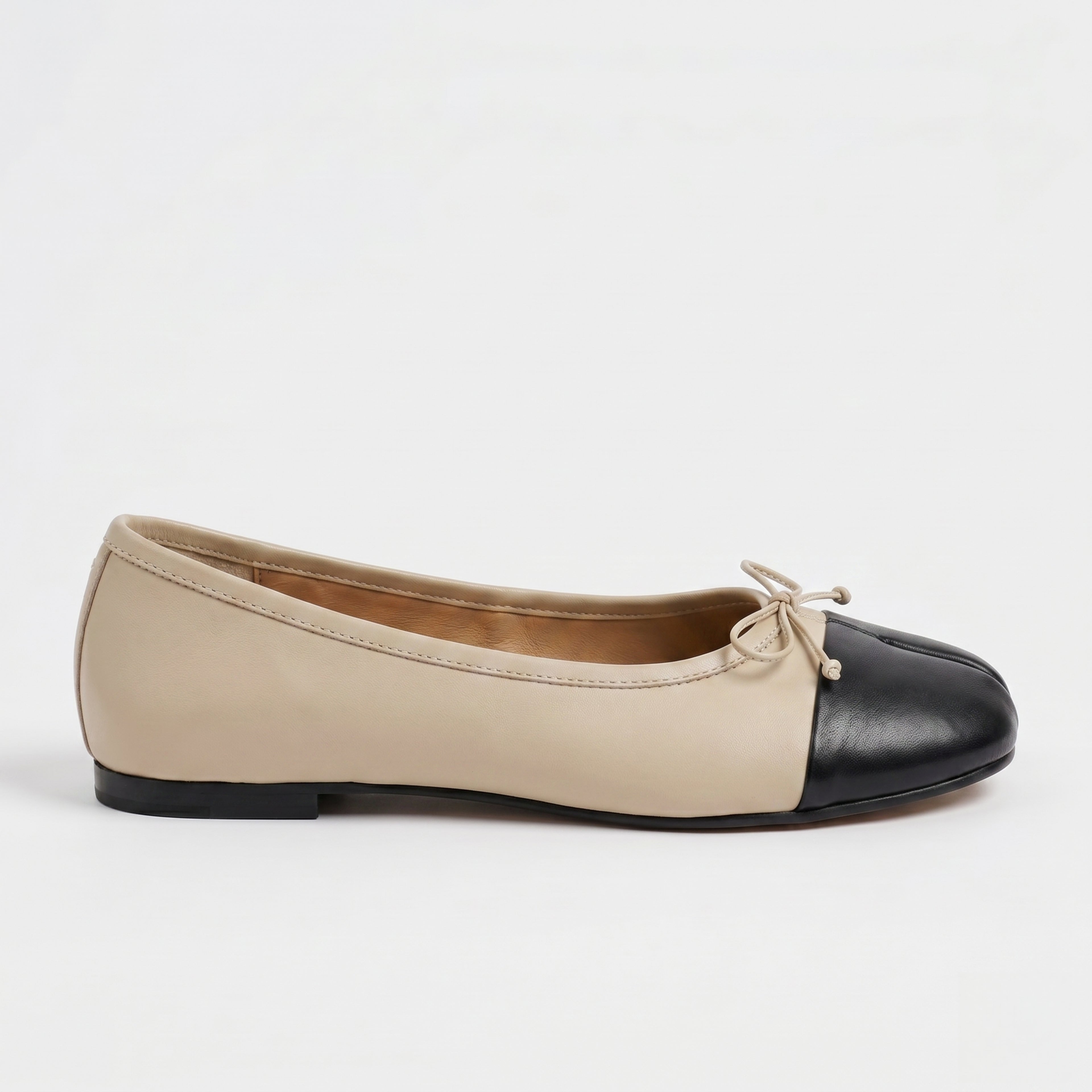 The Dual Stride Soft Beige Lambskin Split-Toe Flats