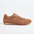 The Dual Stride Women's Brown Suede Retro Lace-Up Casual Sneakers