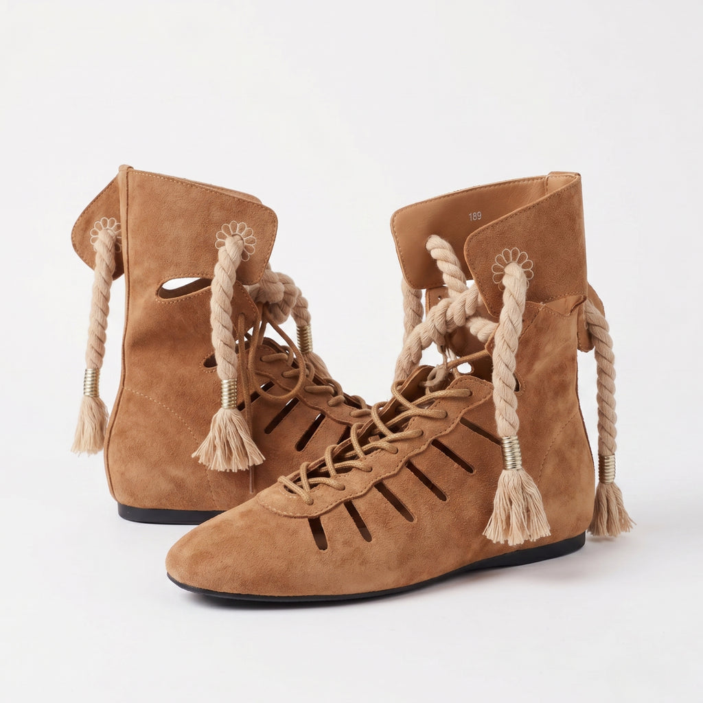 The Dual Stride Women’s Cut-Out Suede Lace-Up Ankle Boots