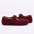 The Dual Stride  Red Cozy Fleece Mary Jane Flats
