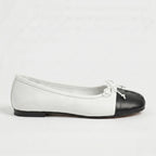 The Dual Stride Soft White Lambskin Split-Toe Flats