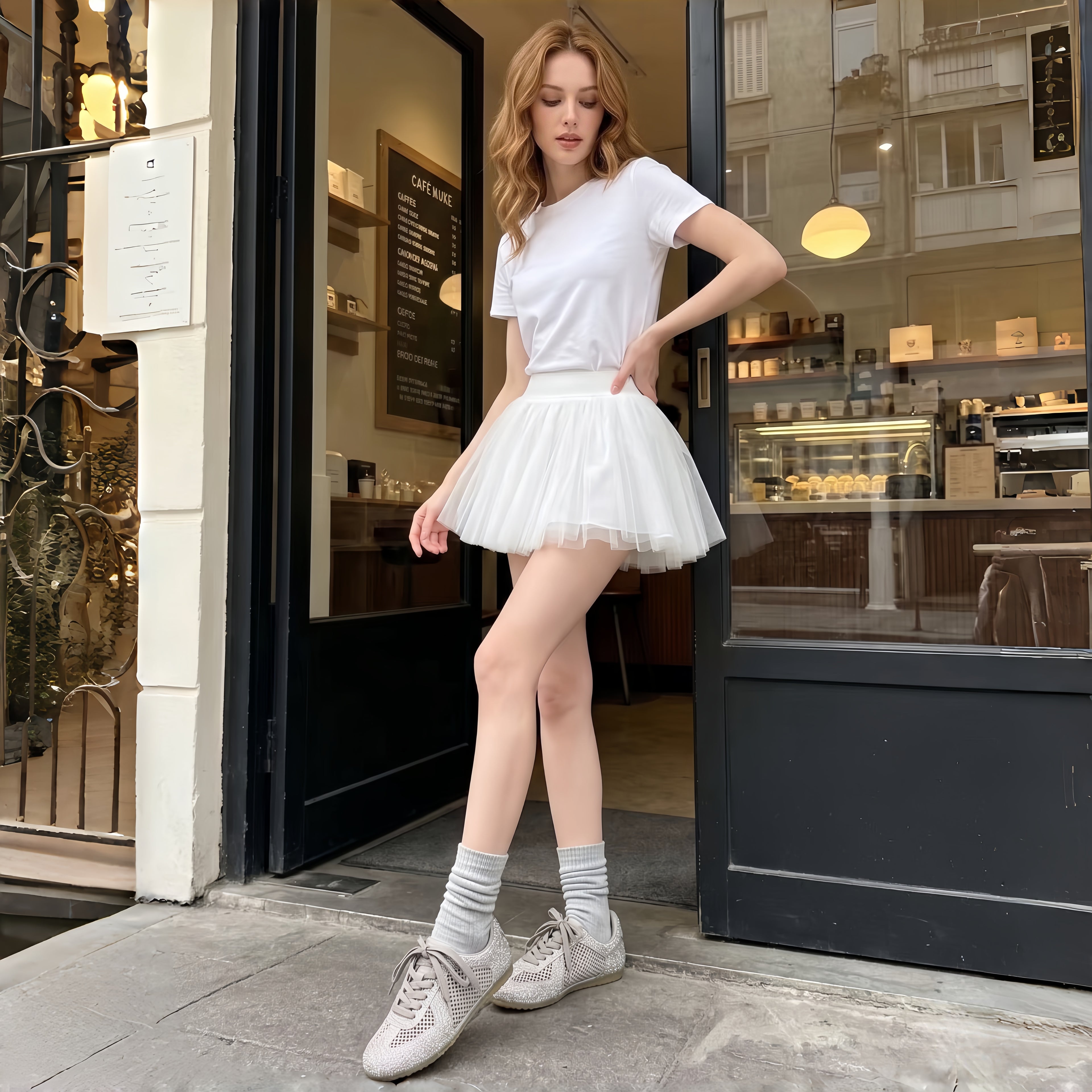 The Dual Stride Grey Sparkling Rhinestone Mesh Sneakers