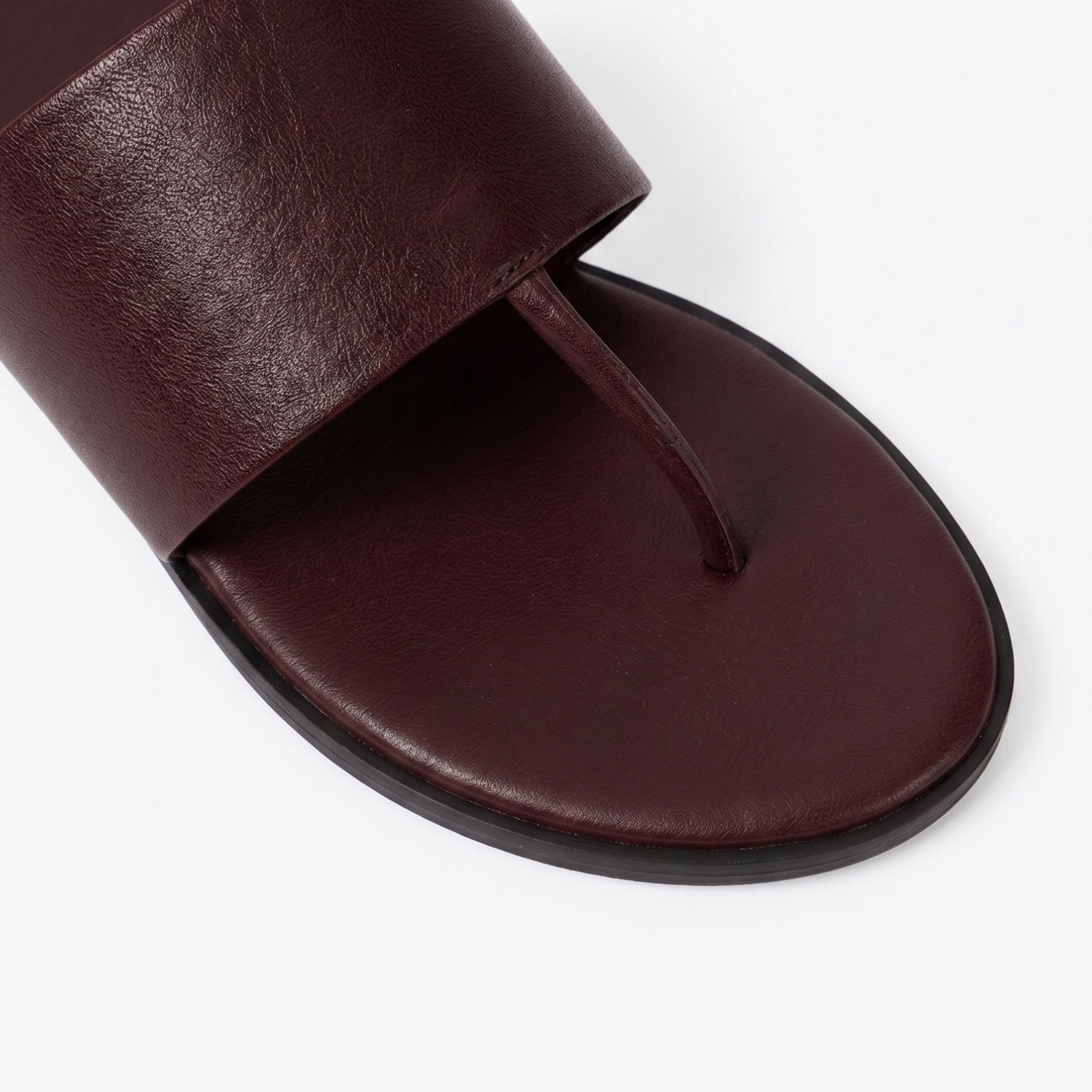 The Dual Stride Deep Burgundy Calfskin Thong Sandals