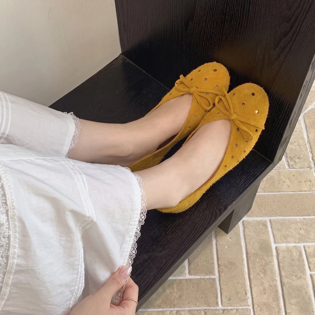 The Dual Stride Yellow Suede Ballet Flats
