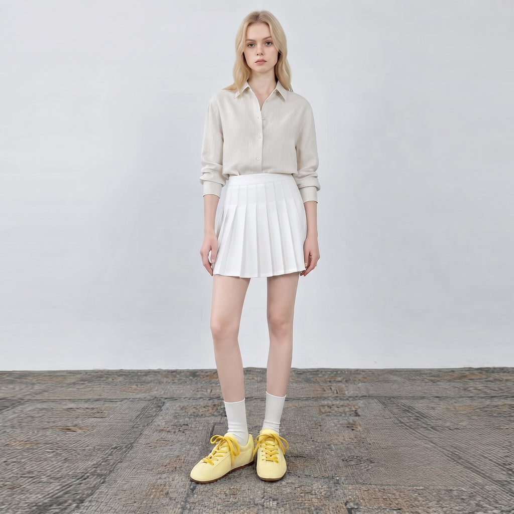 The Dual Stride Retro Light Yellow Suede Casual Sneakers