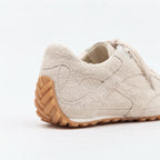 The Dual Stride White Suede Retro Low-Profile Sneakers for Women