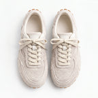 The Dual Stride White Suede Retro Low-Profile Sneakers for Women