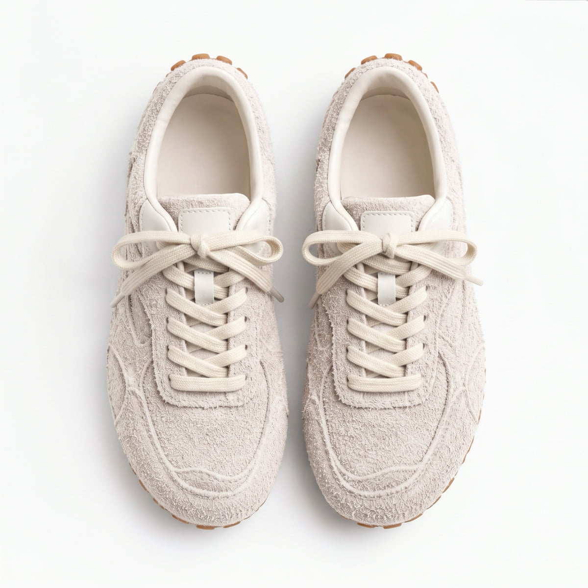 The Dual Stride White Suede Retro Low-Profile Sneakers for Women