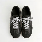 The Dual Stride Classic Black Leather Square-Toe Sneakers