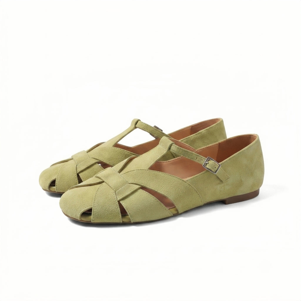 The Dual Stride Chic Suede T-Strap Fisherman Flats