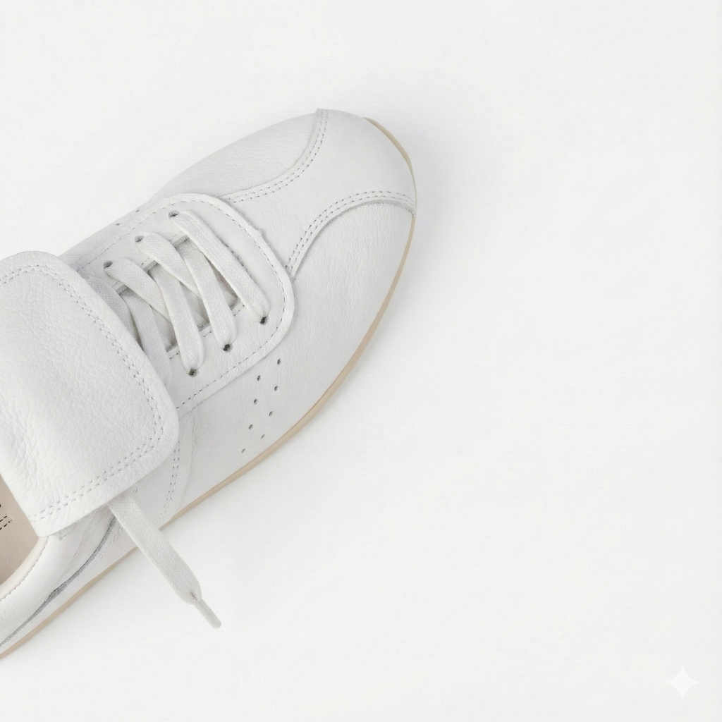 The Dual Stride Women's Retro Genuine White Leather Sneakers