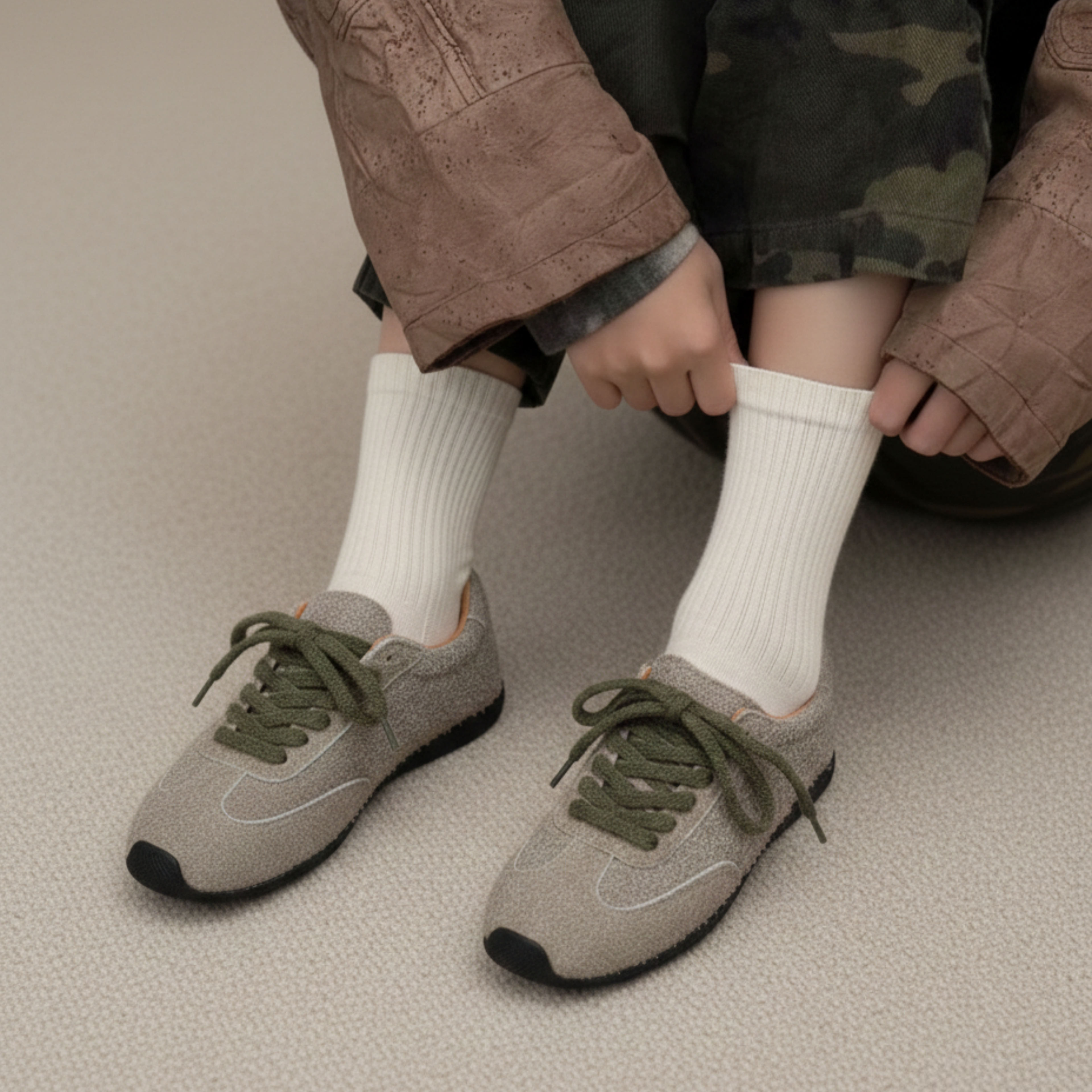 The Dual Stride Women's Green Retro Comfortable Sneakers